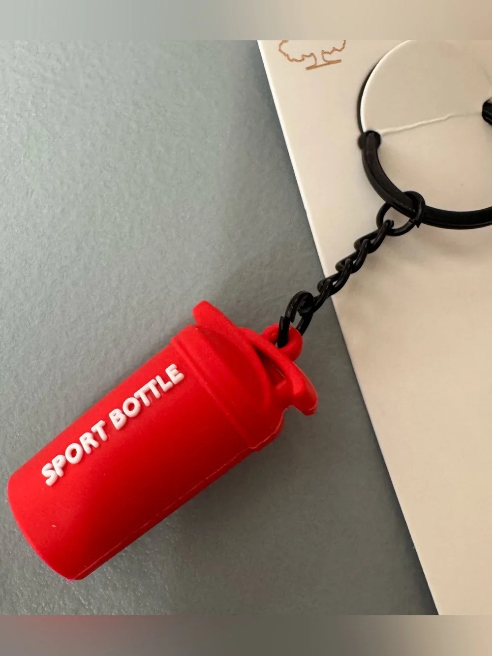 Red 'Sport Bottle' Keychain Charm gym life shaker bottle protein pre workout